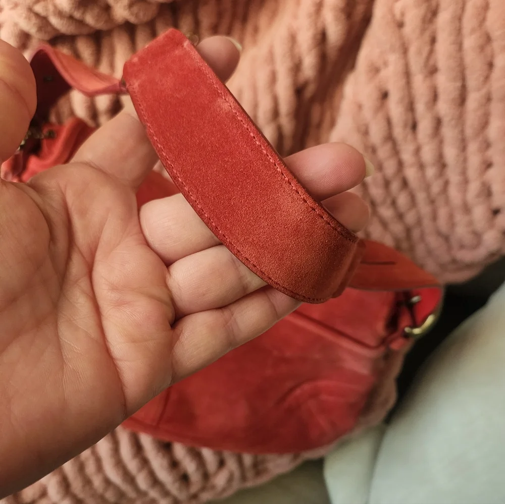 Elegant Red Suede Women's Bag Vintage